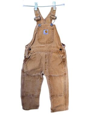 Carhartt Toddler 2T Brown Duck Canvas Overalls Bib Workwear Adjustable
